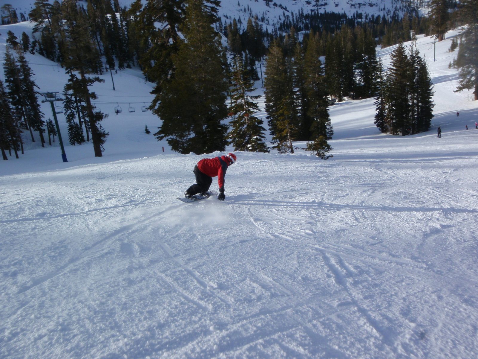Yang, dragging a knuckle at Alpine Meadows.