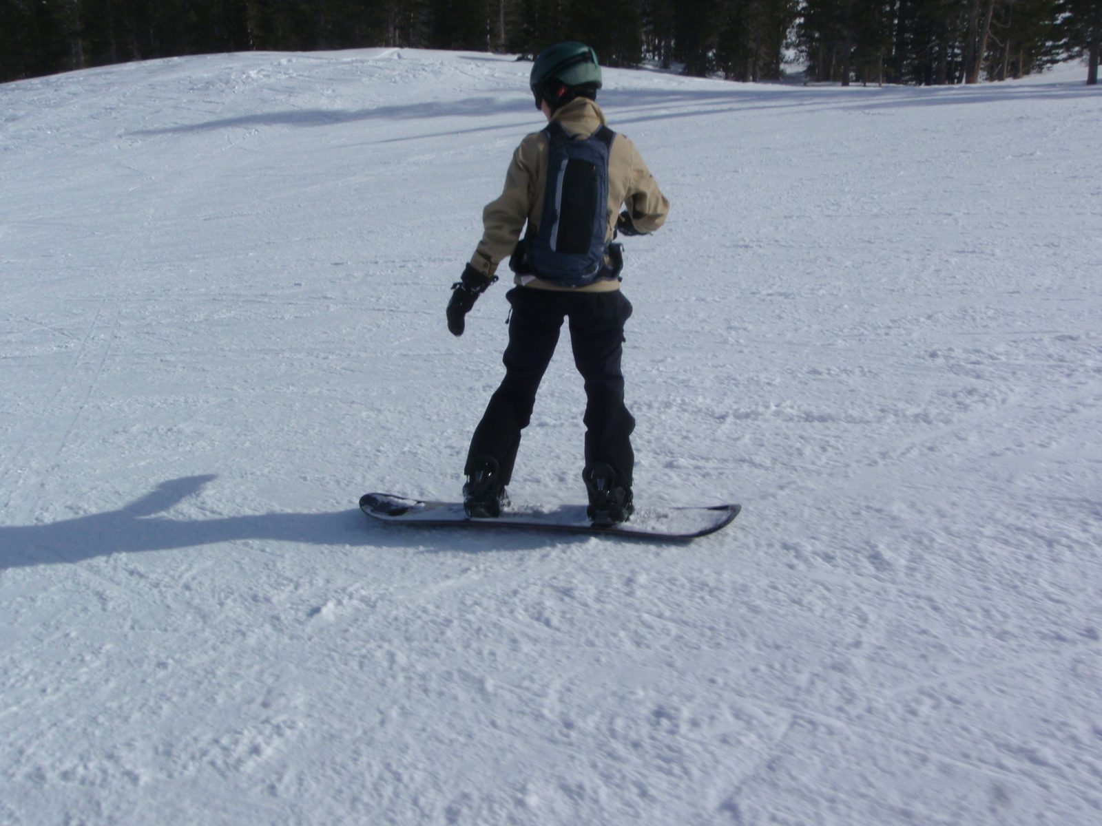 Monica riding back to Canyon Lodge.