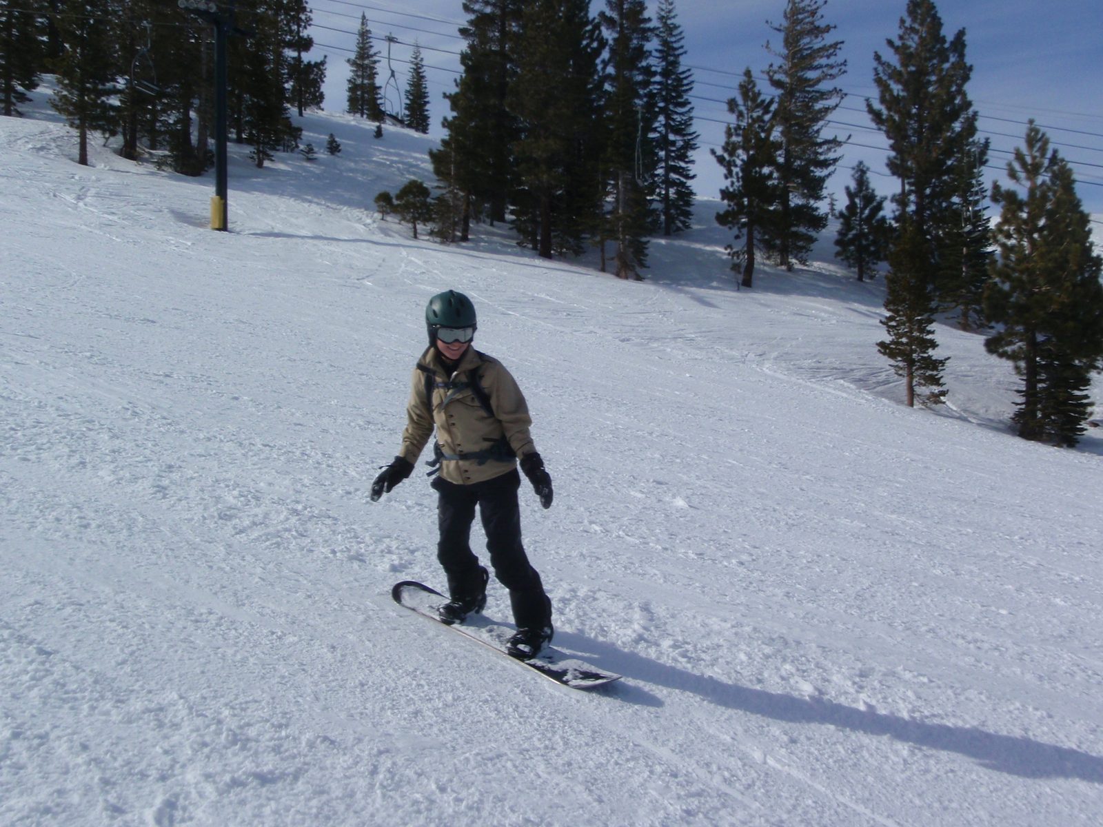 Monica riding back to Canyon Lodge.