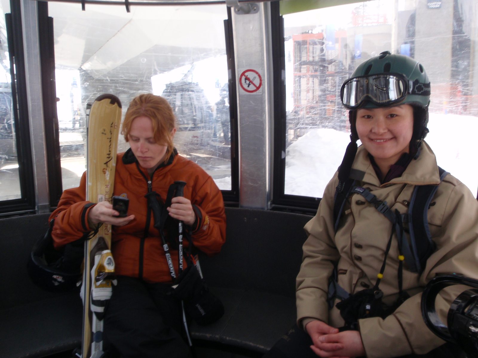 Riding the gondola back to the village after our last day for more $3.50 mai tais.  Hard to beat...