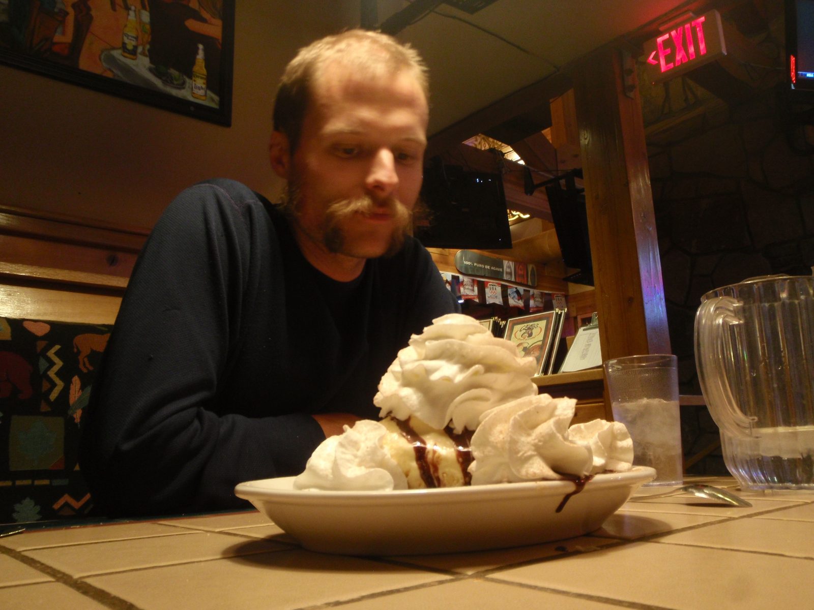 This monstrosity was an oversize chocolate chip cookie topped with ice cream, whipped cream and...