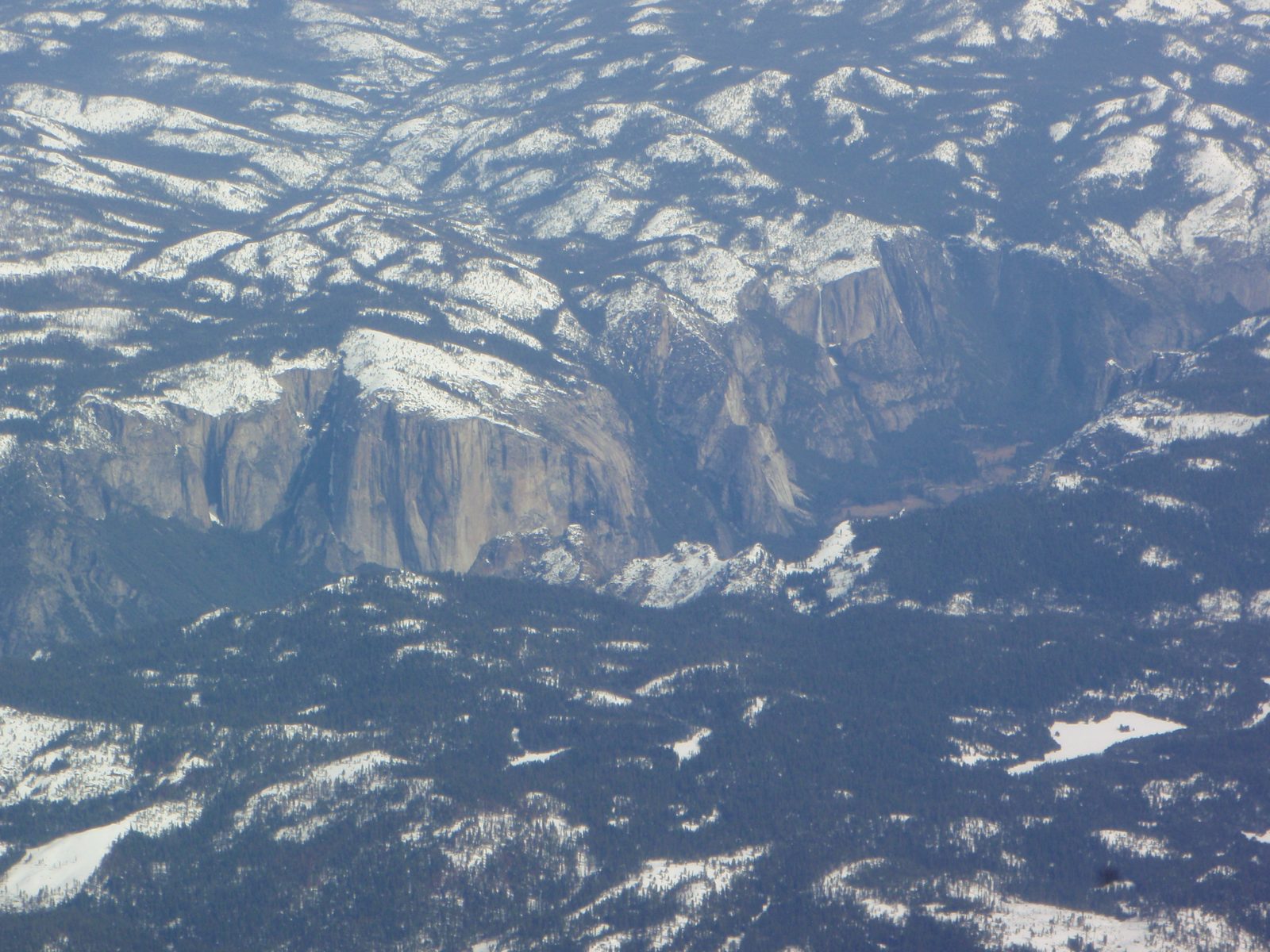 El Capitan, left, and Yosemite Falls, right.