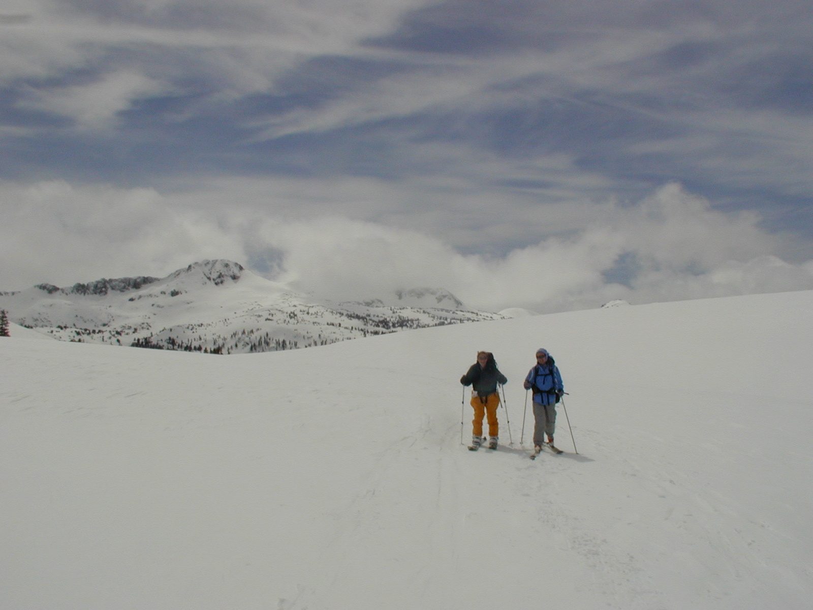 Catherine and Rachel on the saddle descending into the Truckee River box canyon.