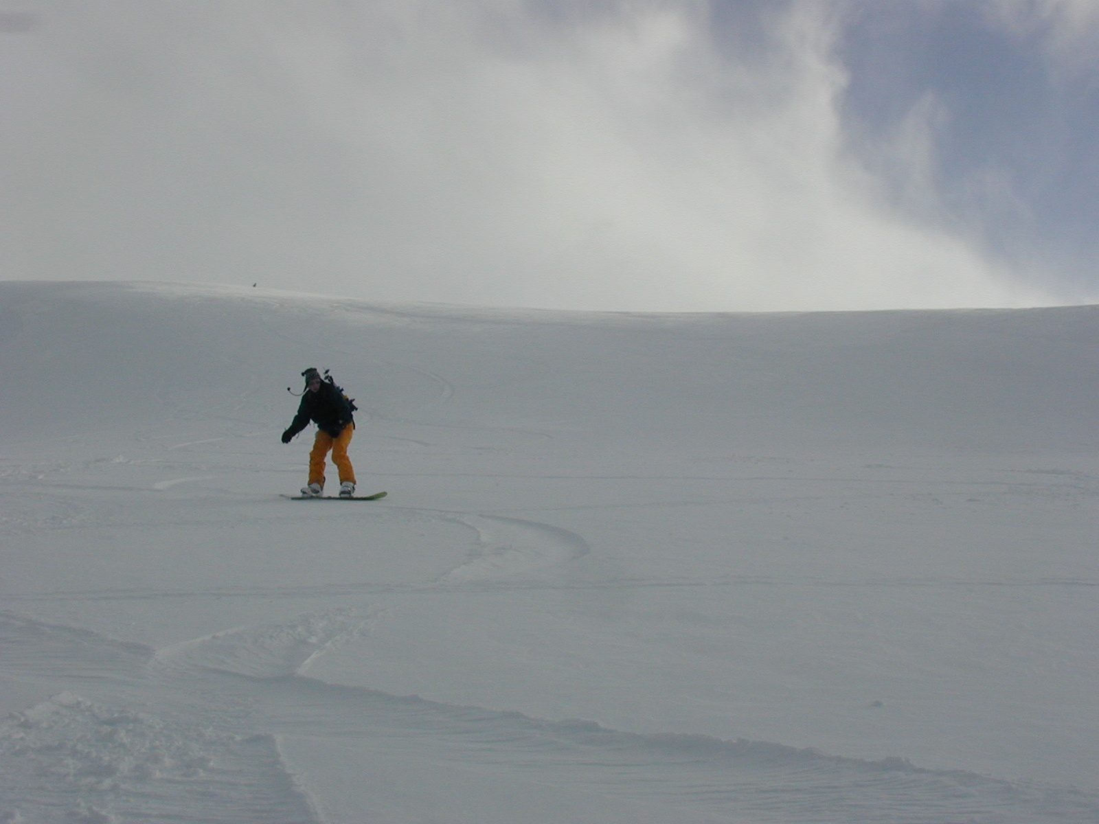 Catherine, on her skateboard sized split board :).