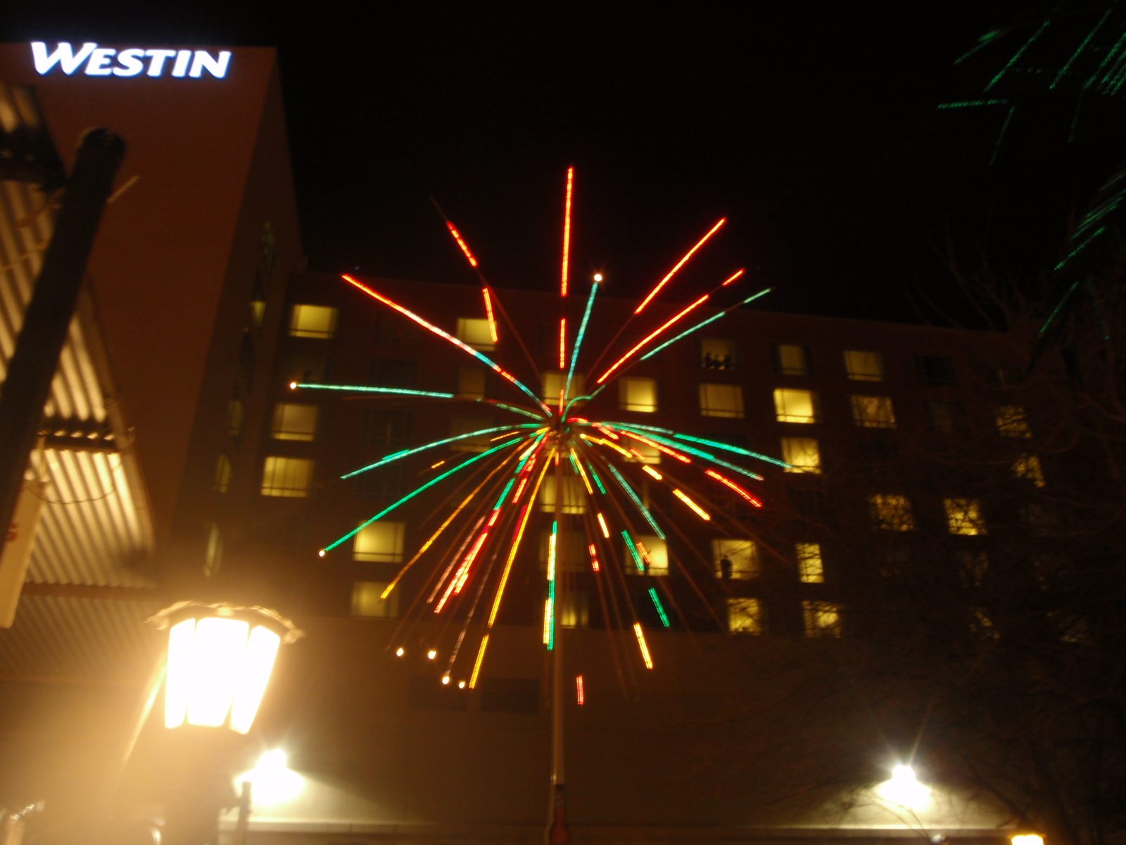 Cheezy fake fireworks at a cheesy Irish Country dueling piano bar called Silky O'Sullivans. ...