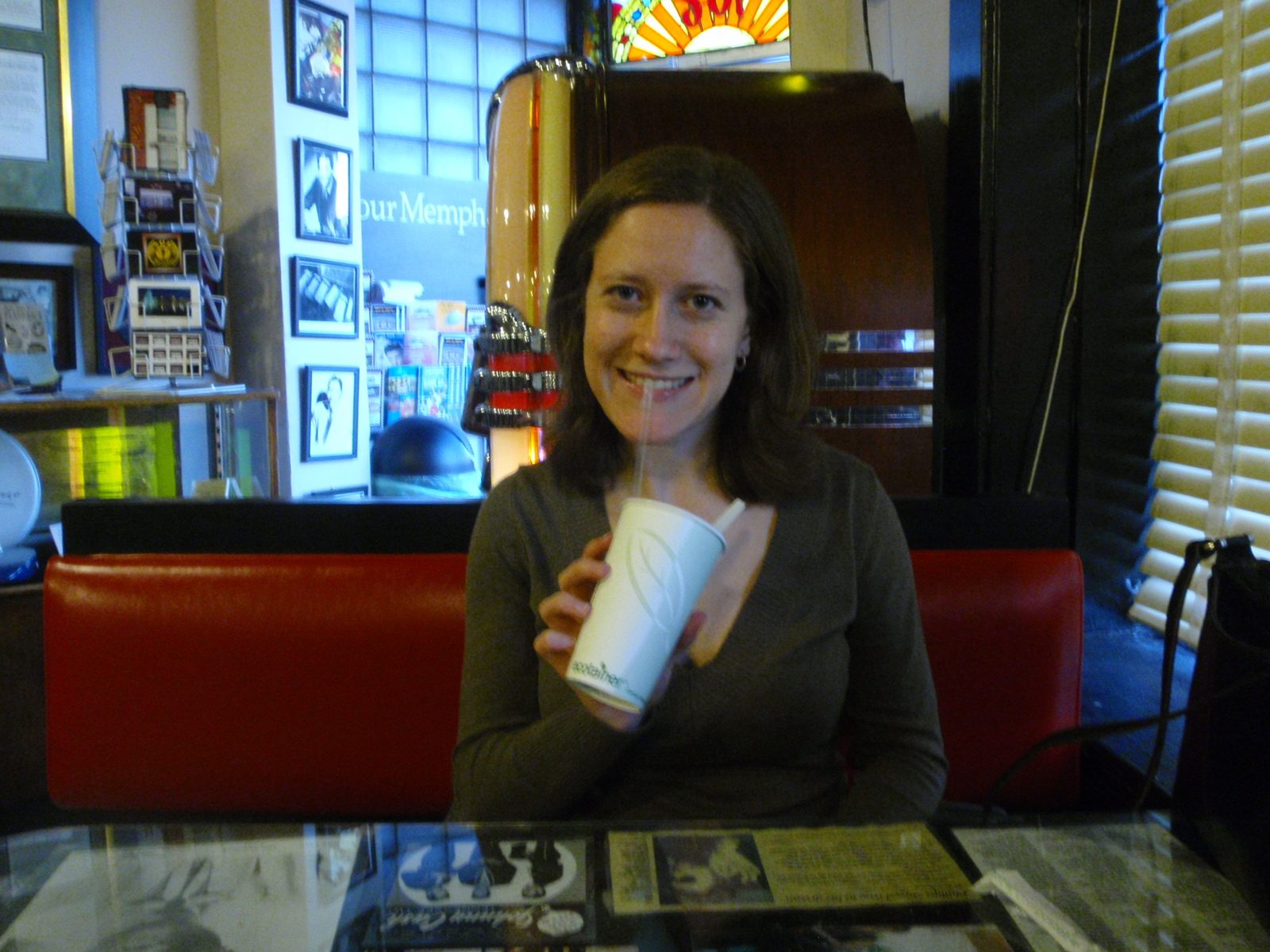 Alison with a malt at Sun Studio: the recording studio that discovered Elvis, as well as Jerry...