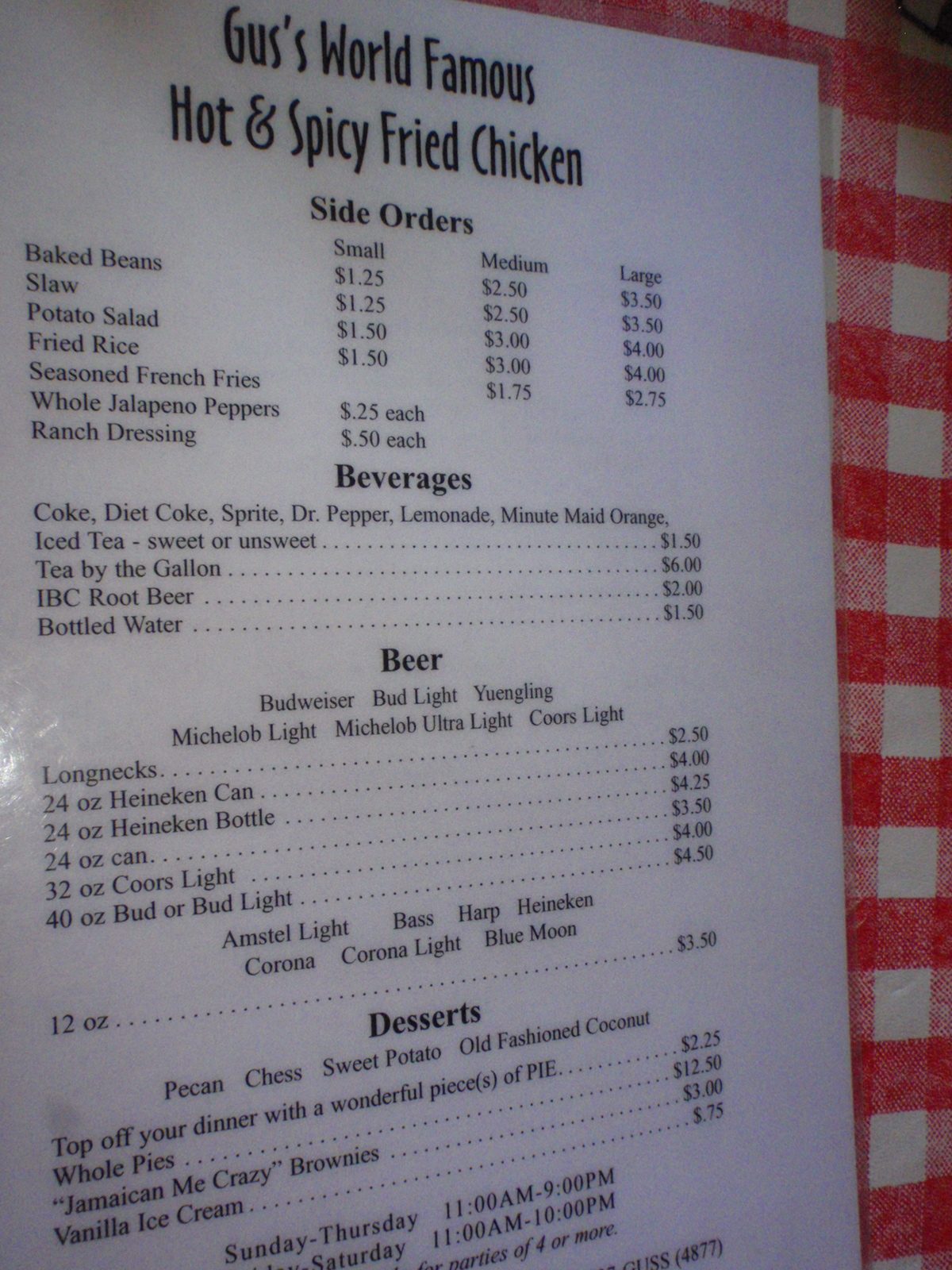 Menu: so cheap!