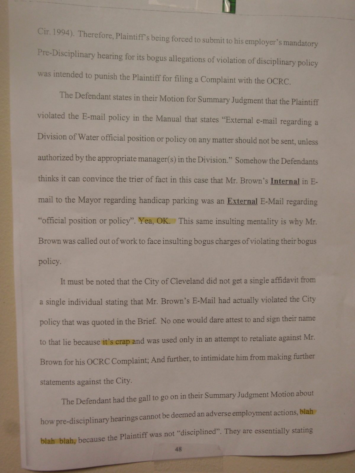 This is a pretty awesome brief.  Zoom in and read.  This was actually submitted to Alison's court.