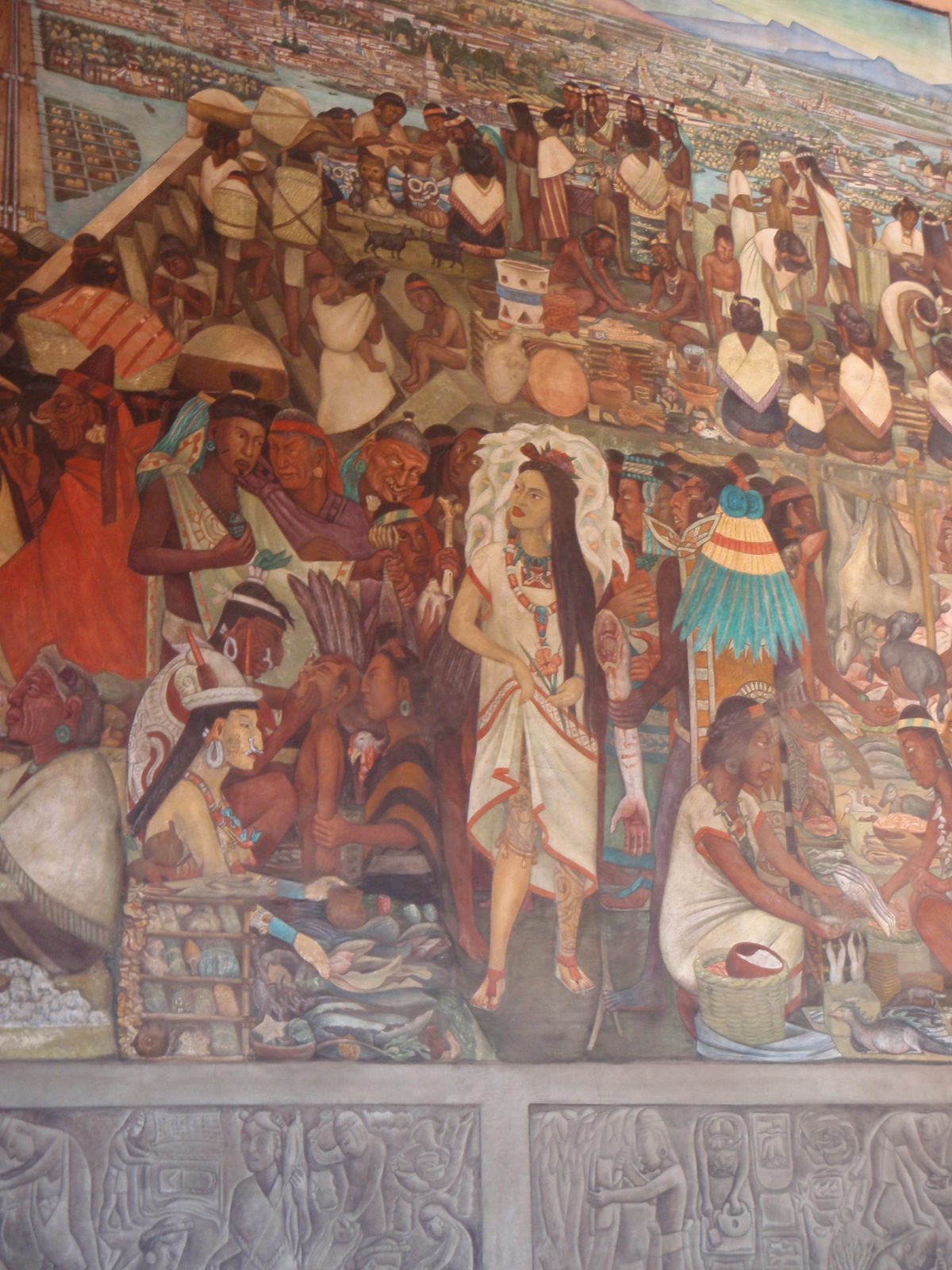 Diego Rivera mural of Aztec history.  Note the severed body part, perhaps for sale.