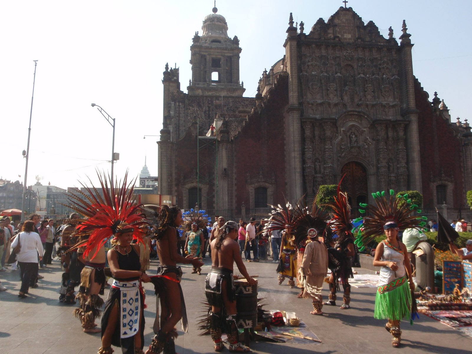 Traditional Aztec dancers at the Zocalo. 