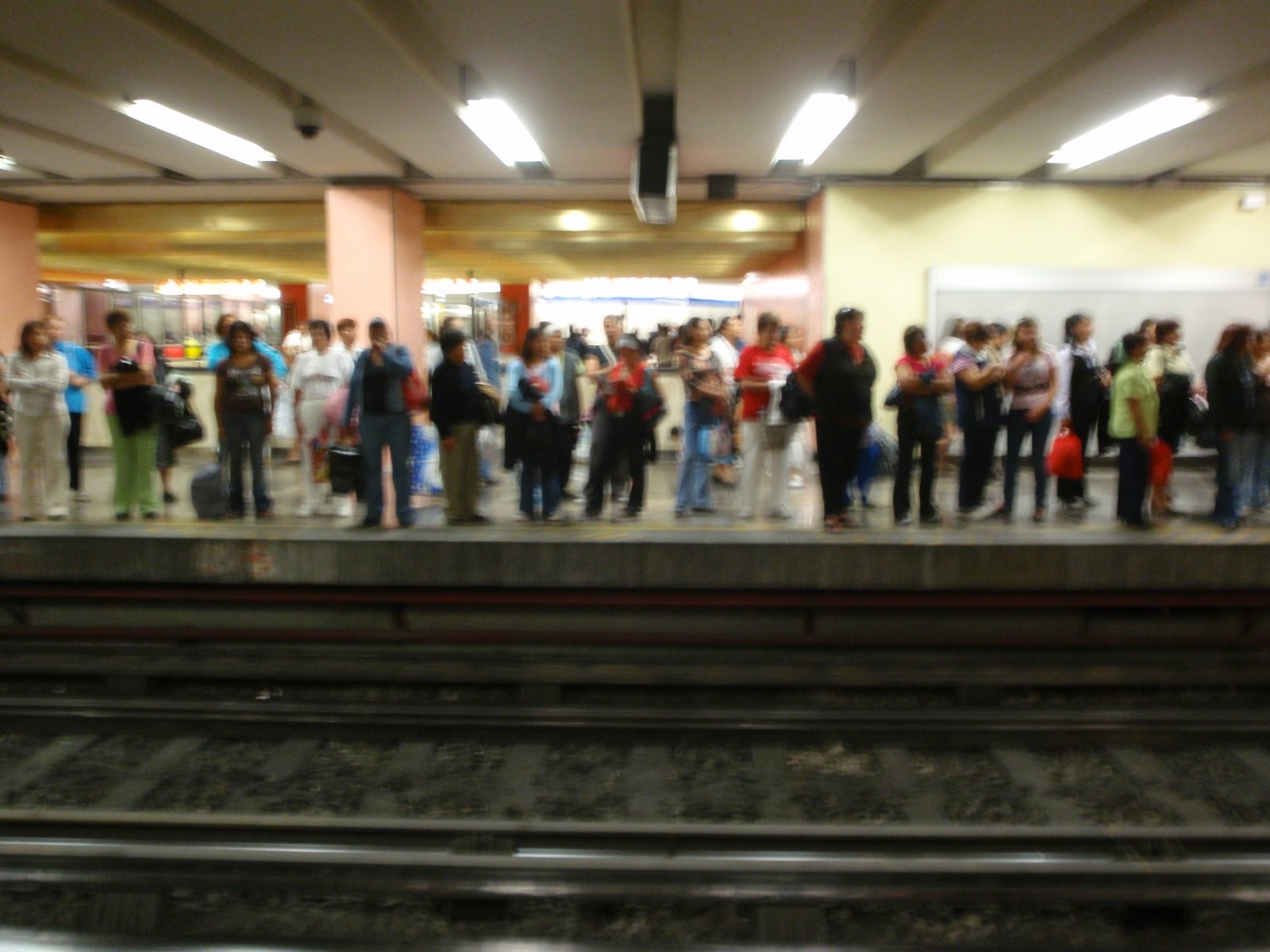 Sorry for the blurry picture.  There are only women on this platform because during rush hour...