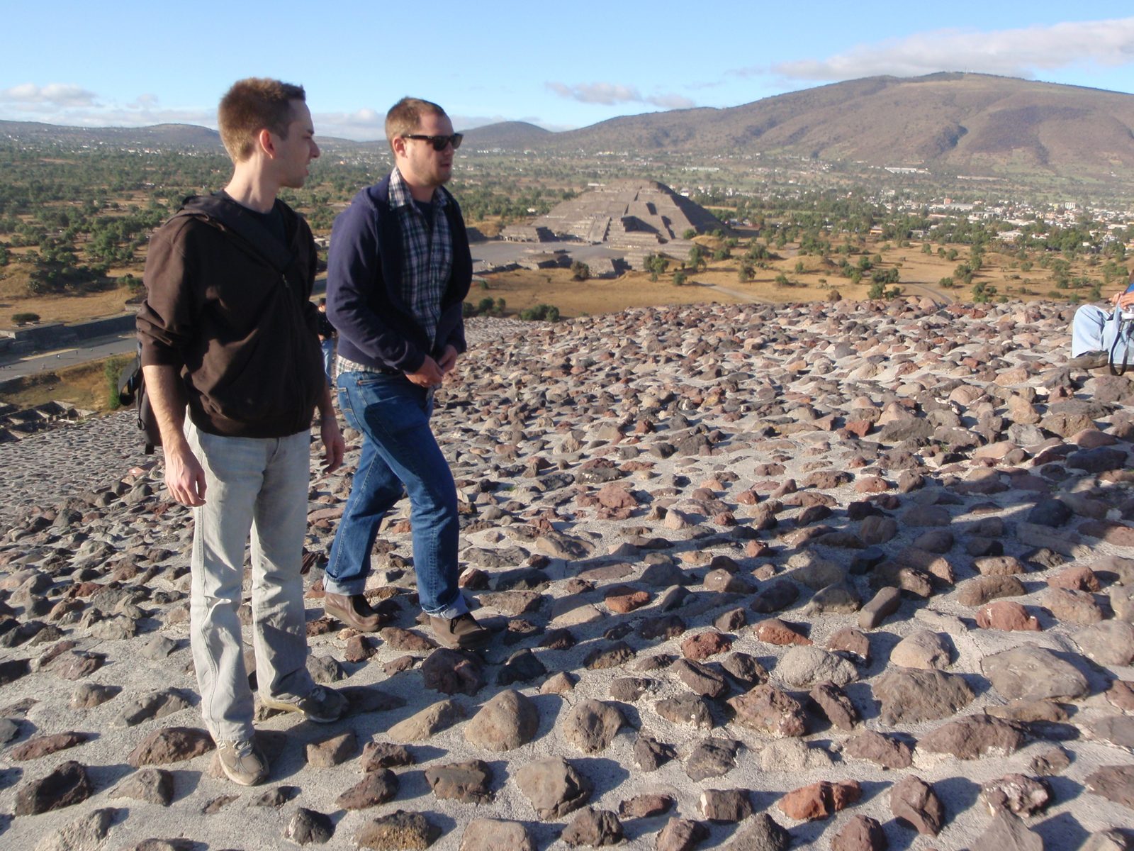 Jon and Will.  Pyramid of the Moon in the background.