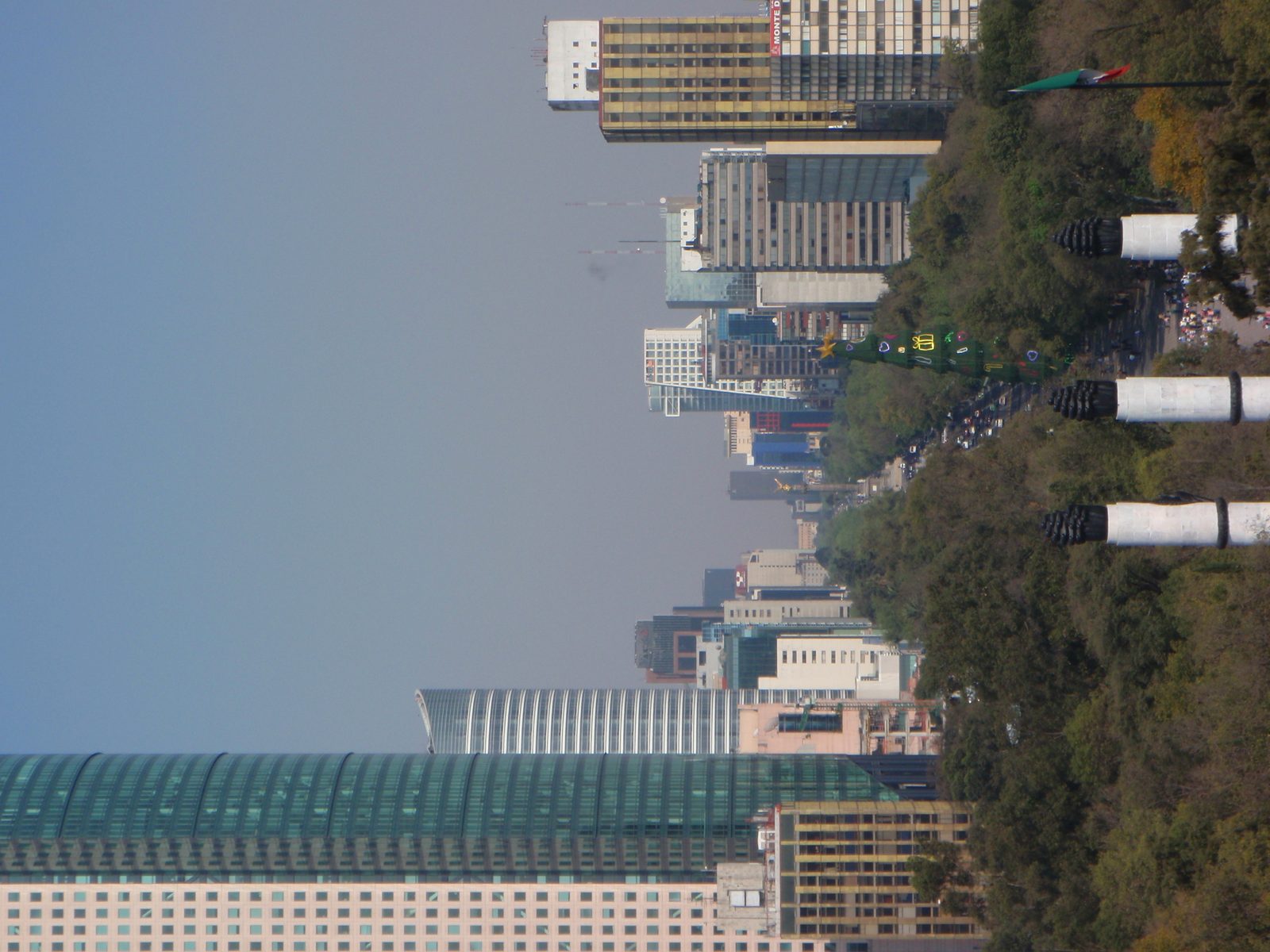 Looking east from Chapultepec castle down Paseo de la Reforma, one of the biggest roads in Mexico City.