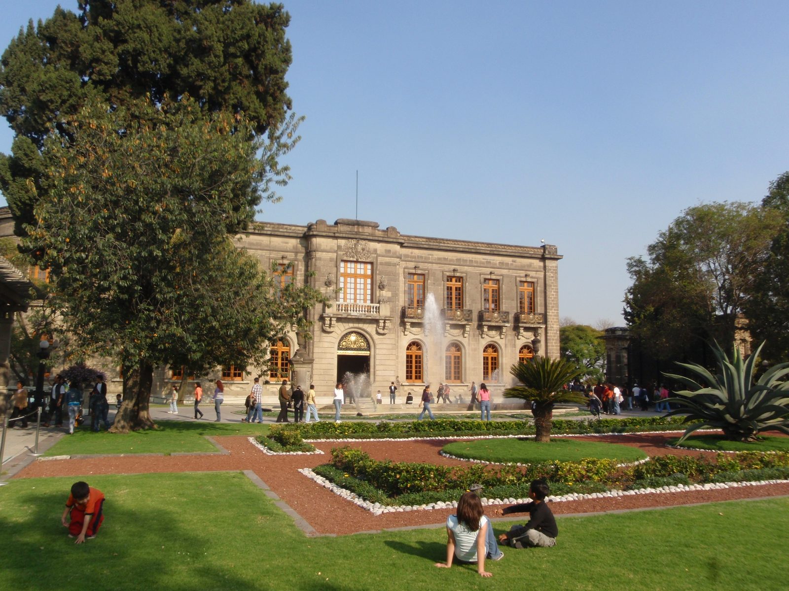 Chapultepec Castle viewed from the gardens.