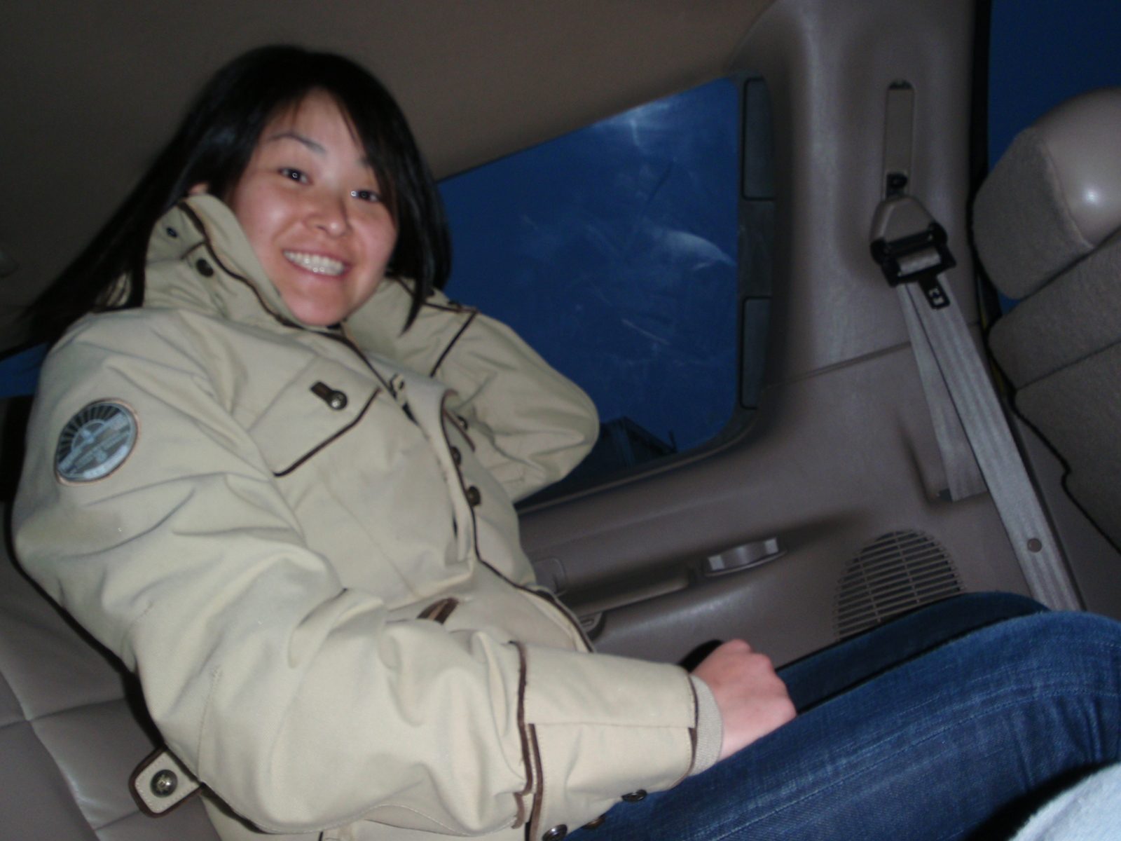 Monica and I were wedged into the third row of seats normally reserved for children under the age of 10.