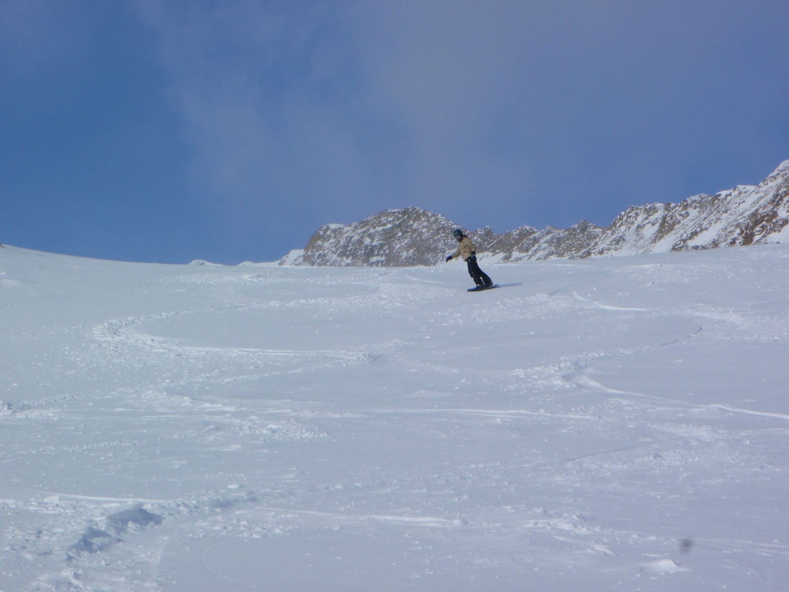 Monica, skiing under the triple at Big Sky on New Year's Eve.