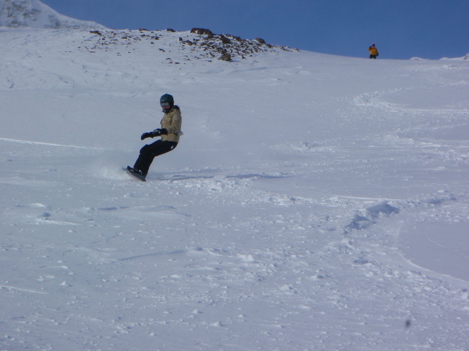 Monica carving some turns.
