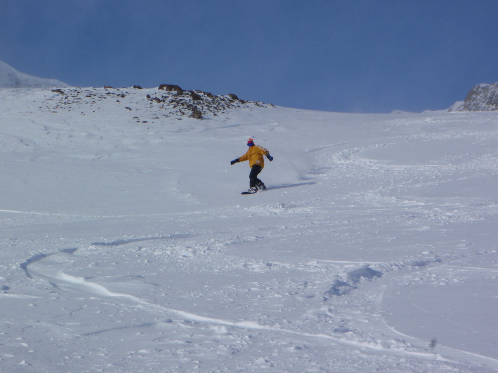 Jay making some fresh tracks under the triple lift at Big Sky.