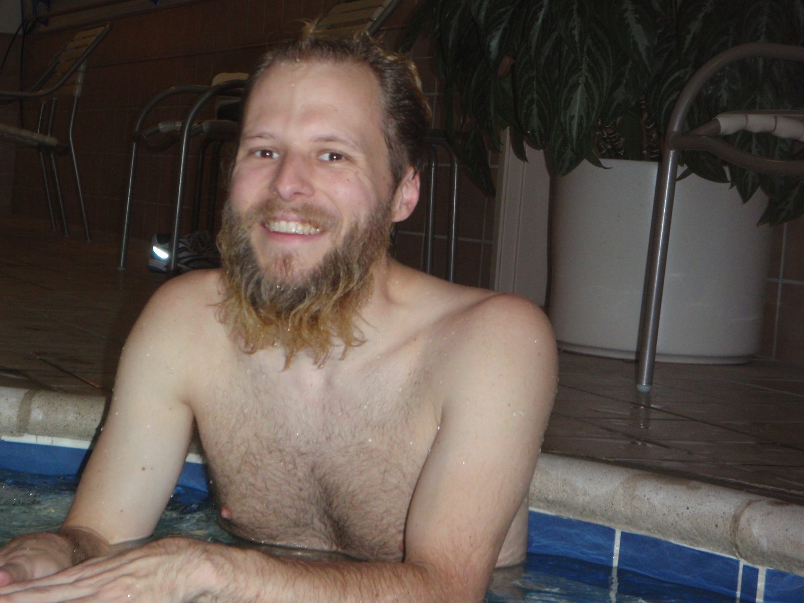 John relaxing in the hot tub.