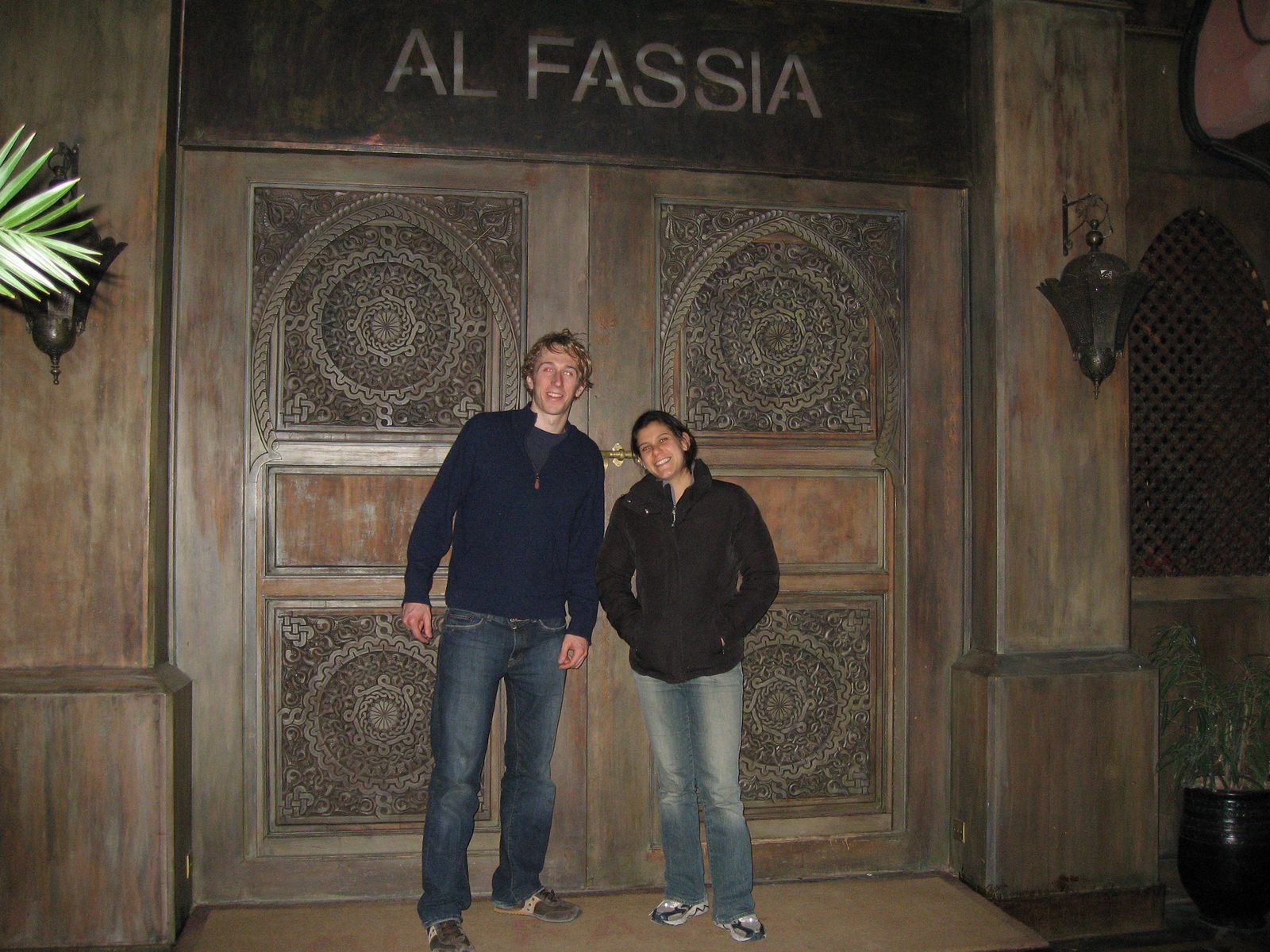Trevor and Heidi outside the front door to Al Fassia.
