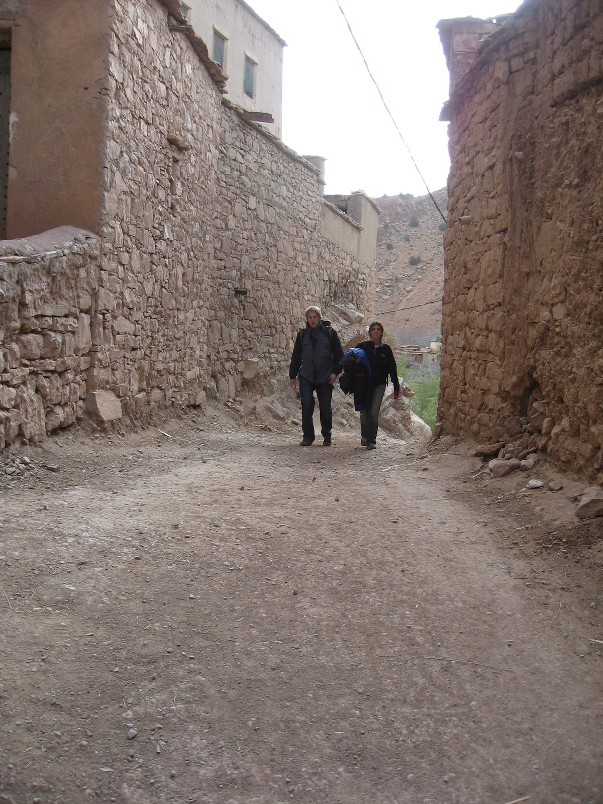 Trekking along.