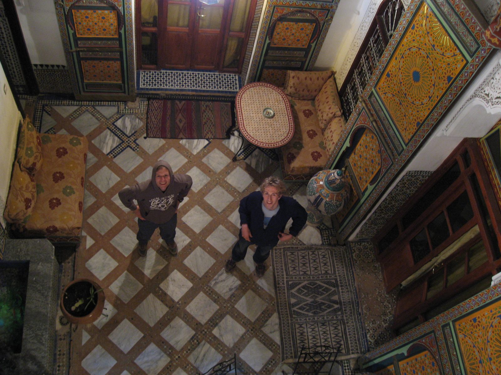 John and Trevor in the courtyard of the riad we stayed in in Fes al-Bali.  Fes al-Bali is one of...
