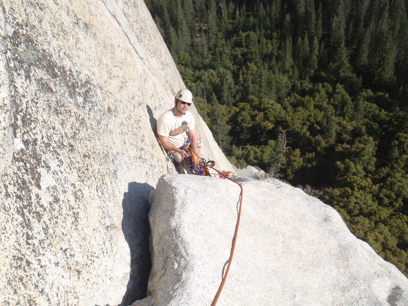 Jeff approaching the belay.