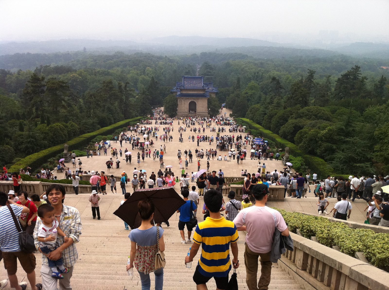 Looking back down the stairs from the top of the mausoleum complex.