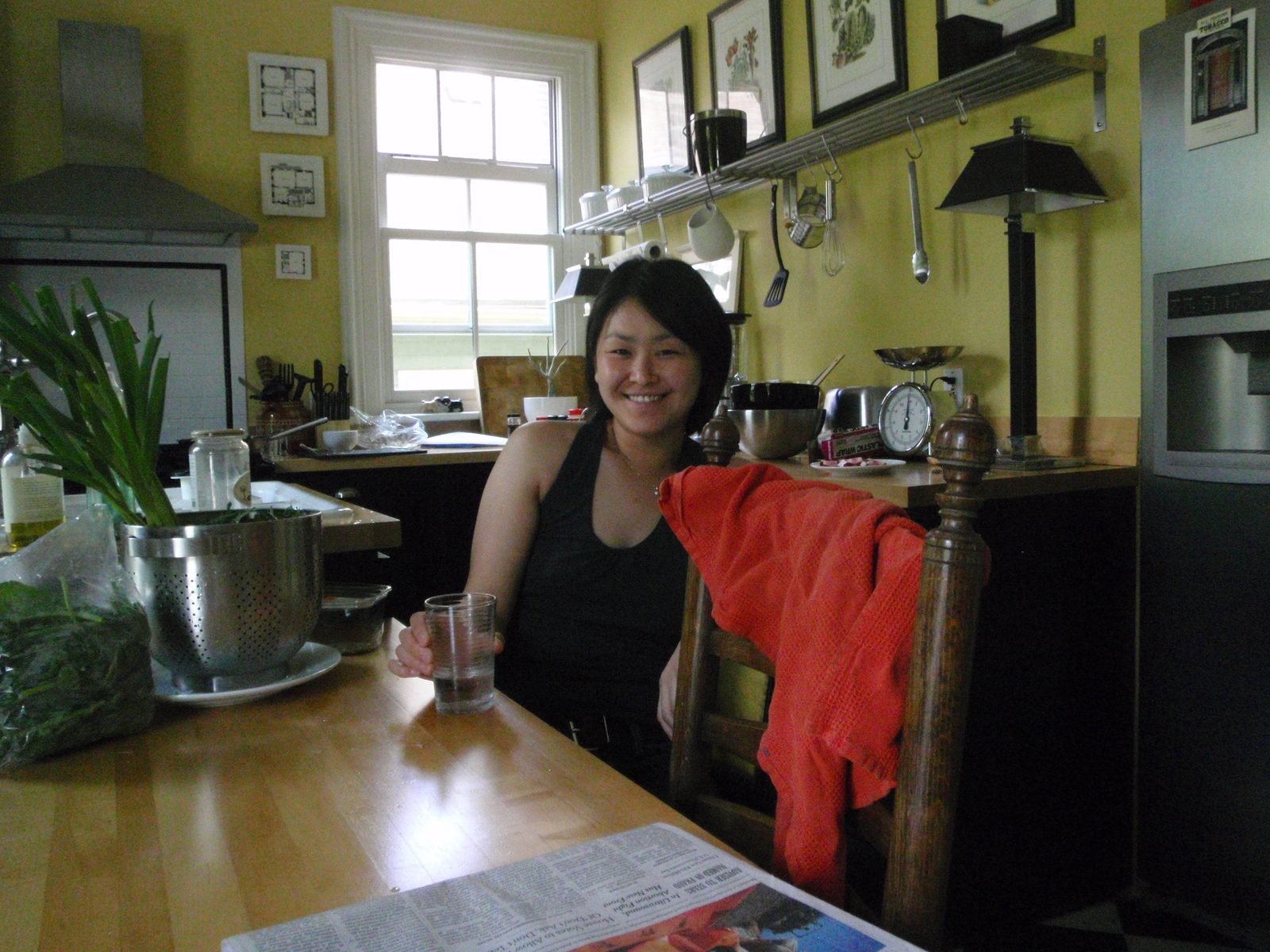 Monica in the kitchen at our rental house.