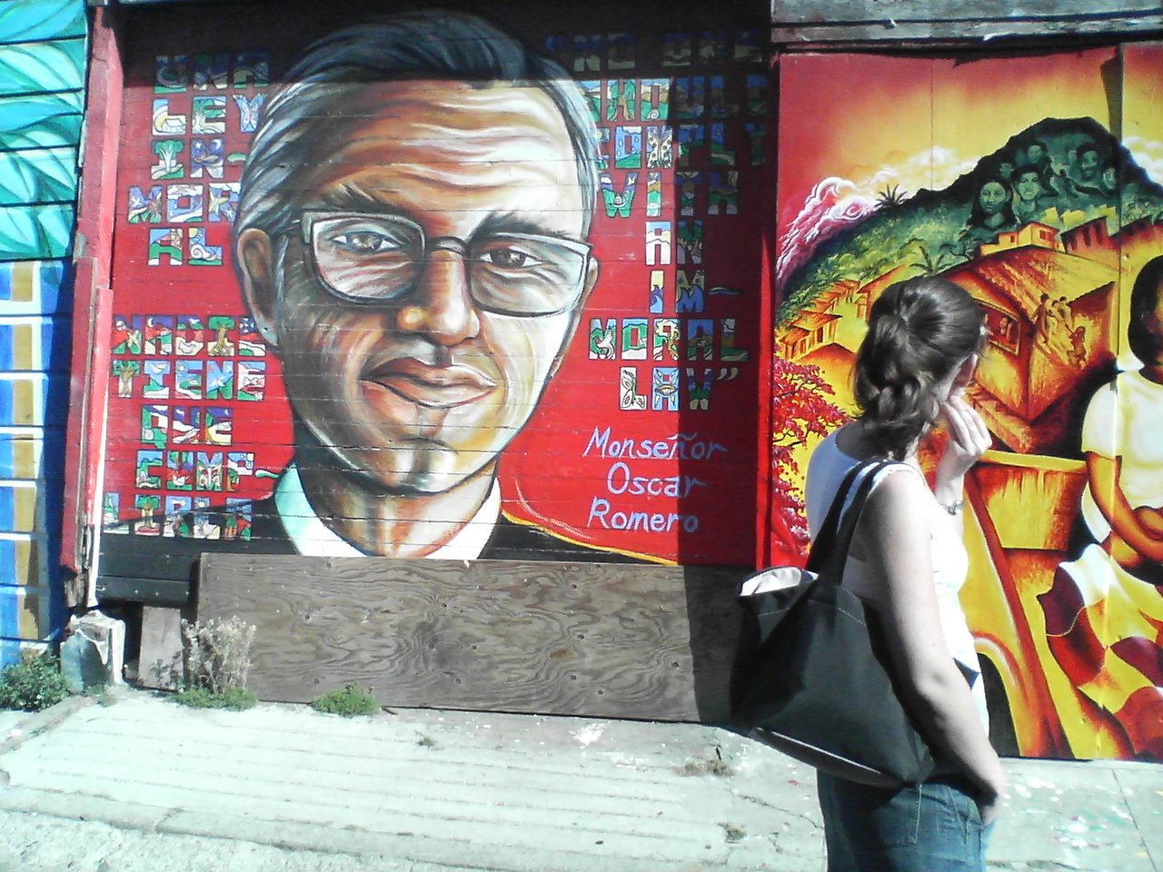 Rachel, in an alleyway between 24th and 25th in the Mission which is covered in murals.  East of...