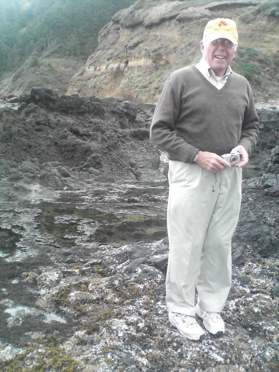 Dad near the tidepools with Mom's camera.