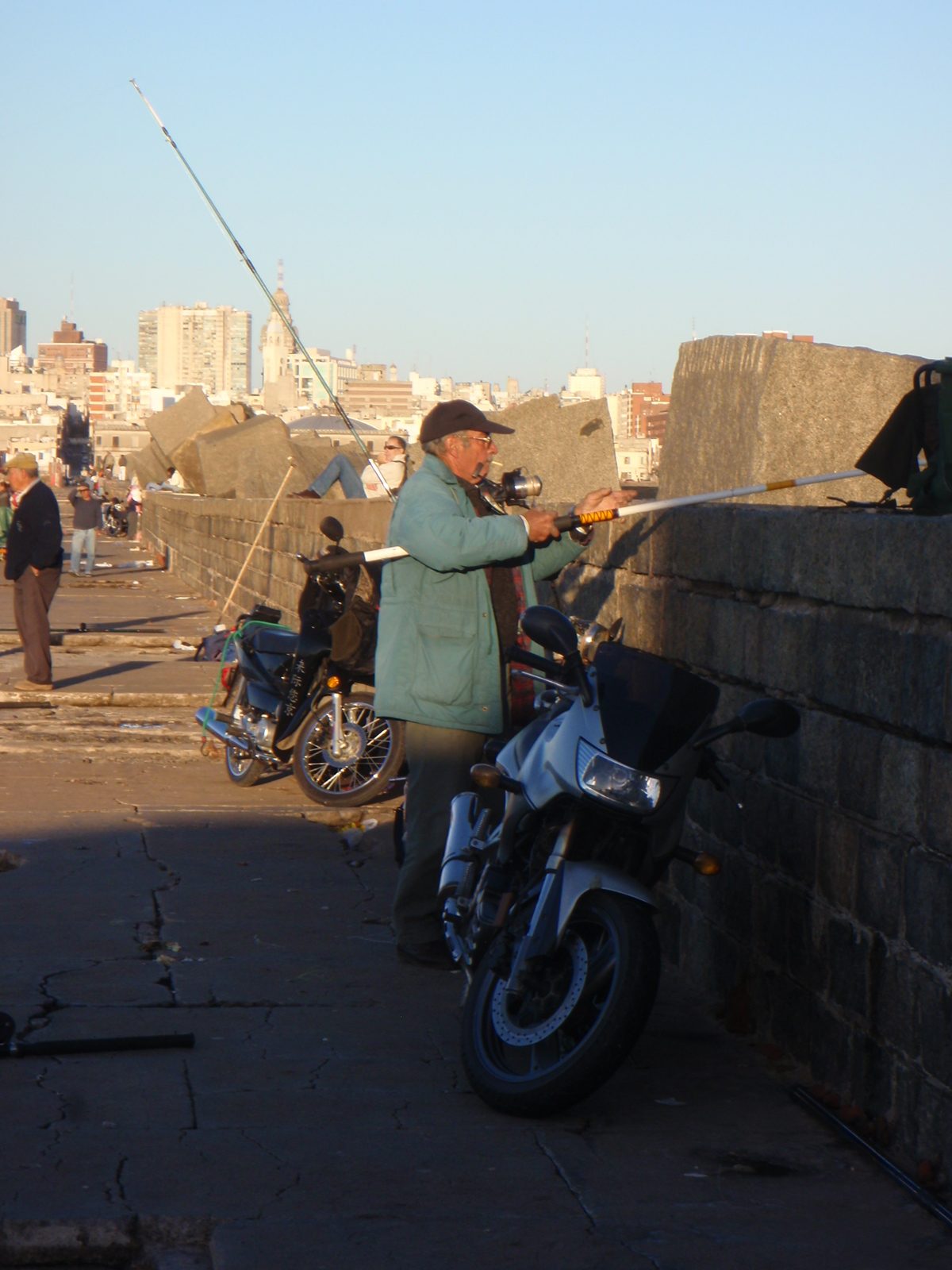 Fishermen on the pier in Montevideo.