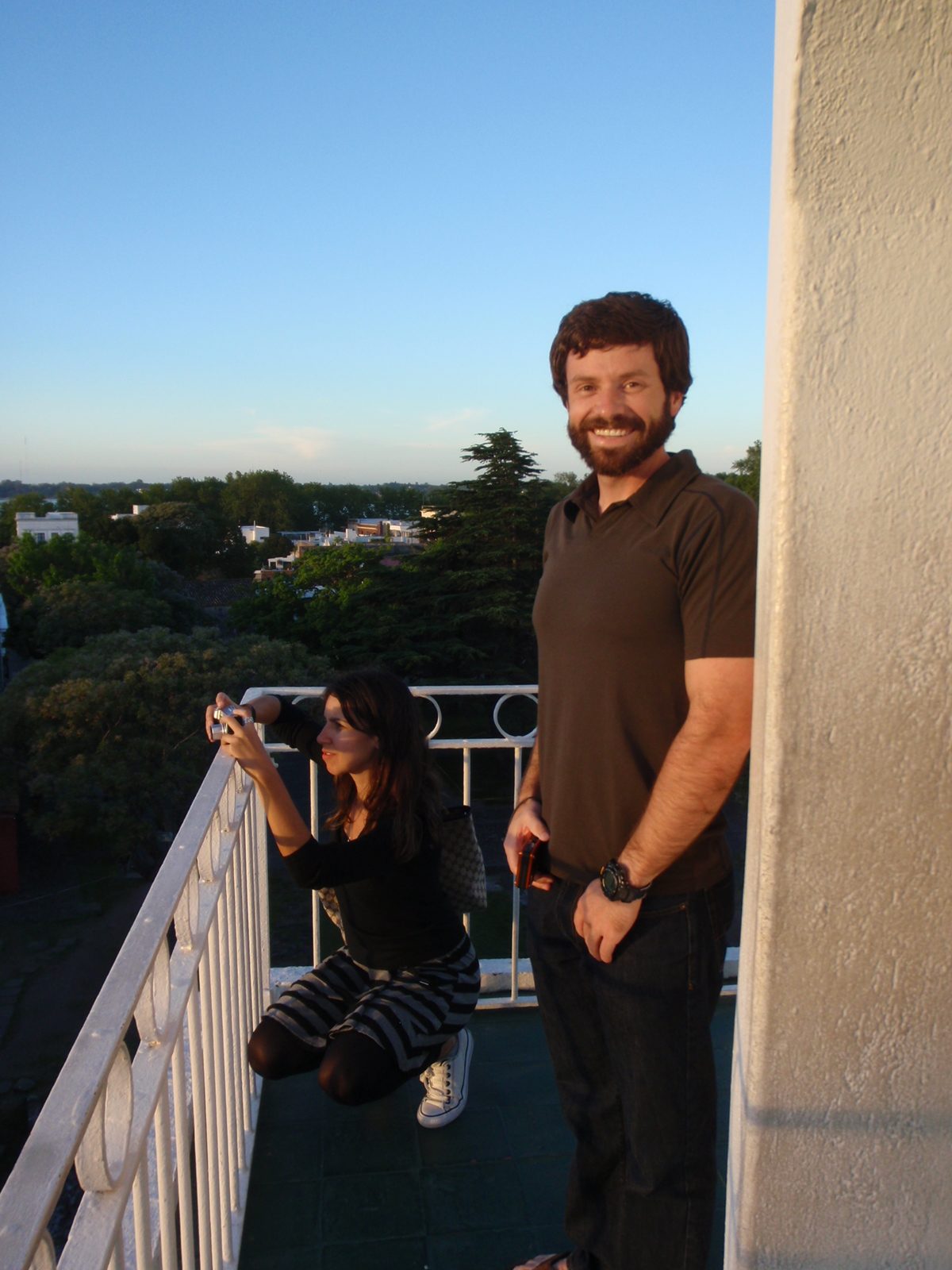 Jay, half way up the lighthouse at a mezzanine observation deck.