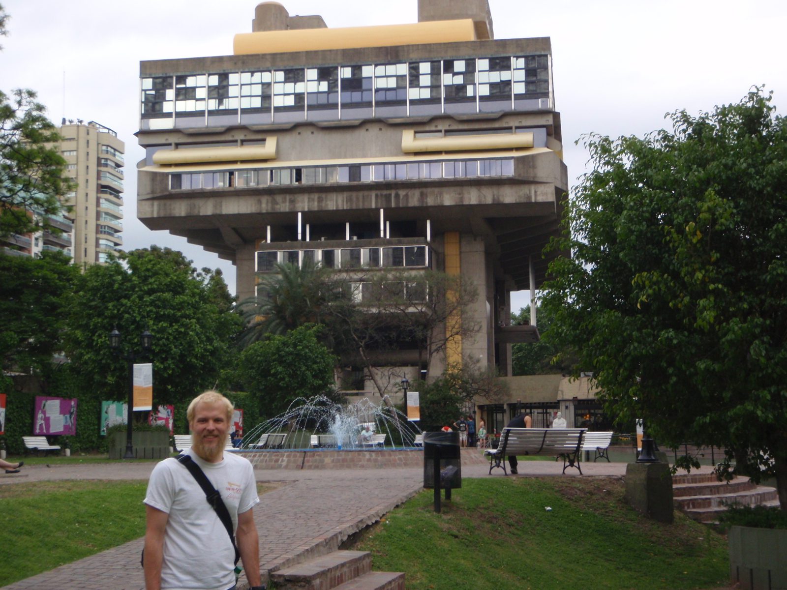 Bizarre Biblioteca Nacional de la República Argentina that has fallen into disrepair.  In the...