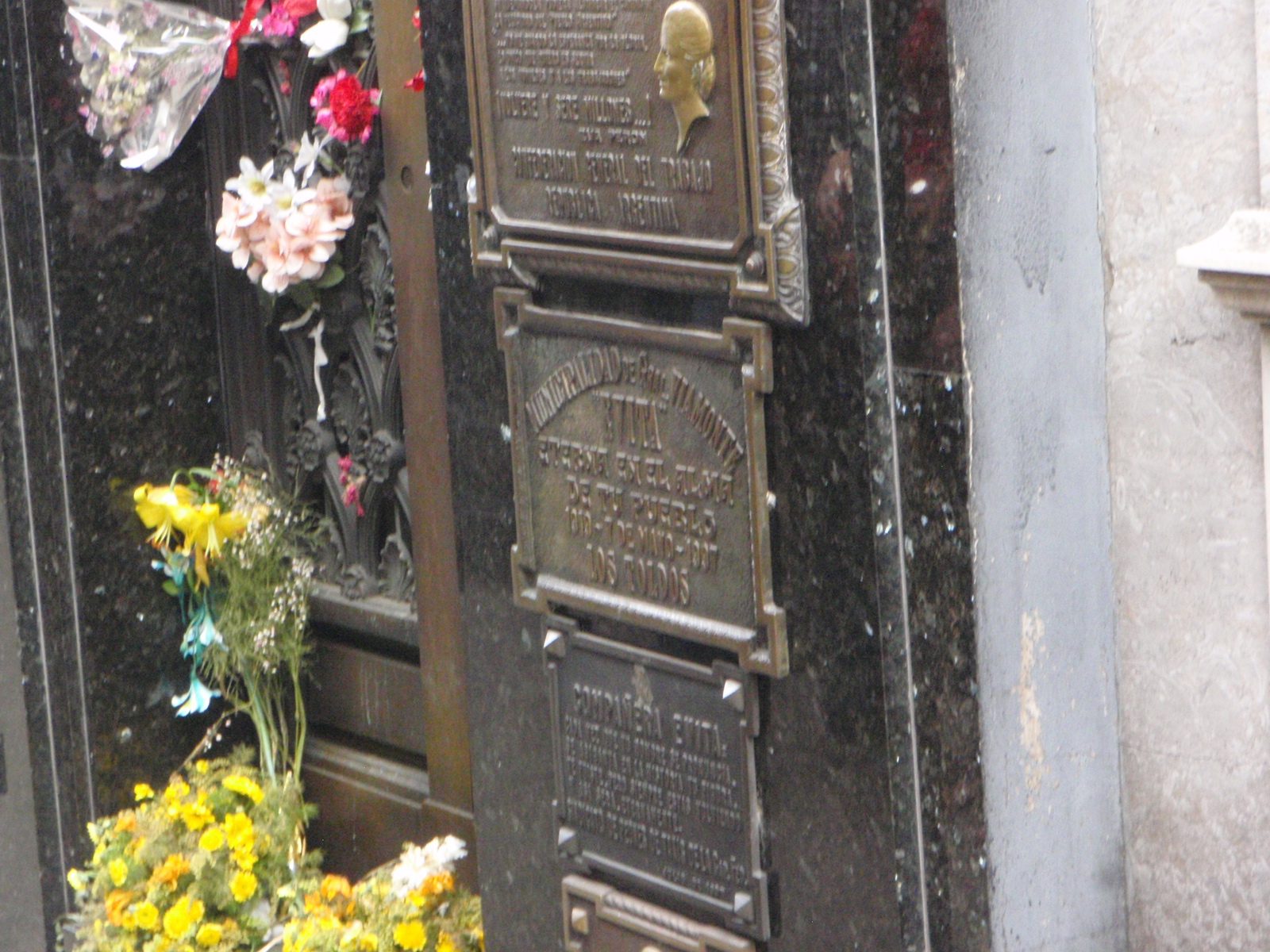 Close up of several of the plaques on Evita's mausoleum.  I think there's a bit of a conspiracy...