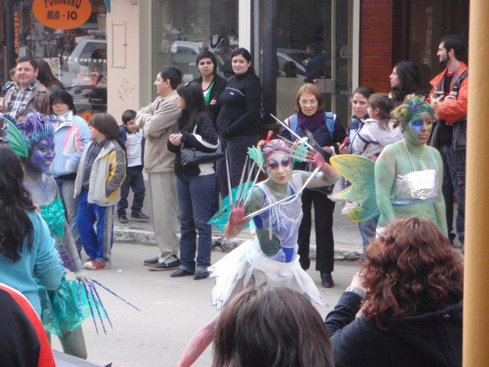 Had this been a few months later I would have guessed they were dressing as the Na'vi.  As such,...