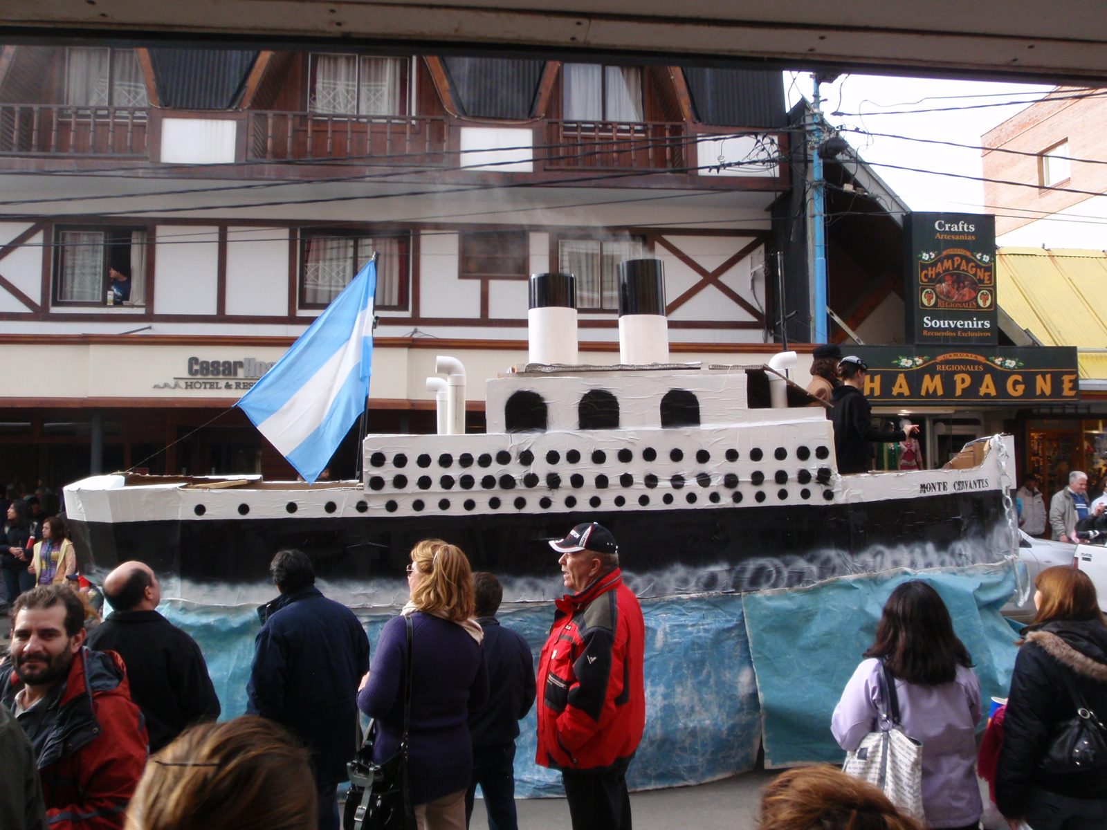 Steam ship flying the Argentian colors.