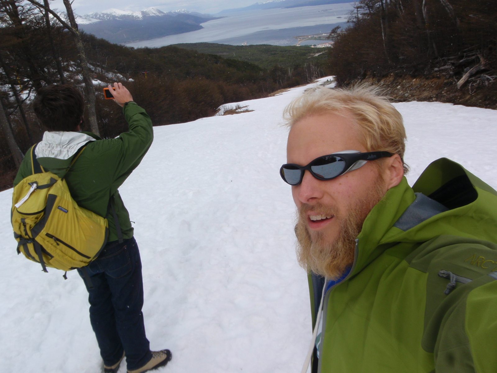 Jay and John hiking up a ski run at Ushuaia's only resort.  We planned to go see a glacier.