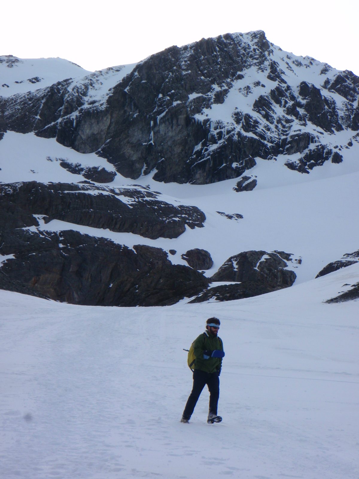 Hiking back down in the soft snow was fun.  Good thing we didn't land in a crevasse.