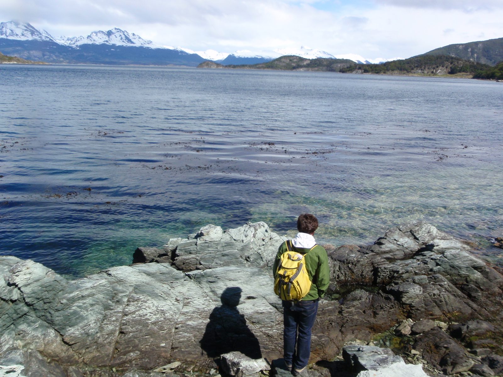 Jay surveying the beagle channel as we make ourselves along the rocky coast.
