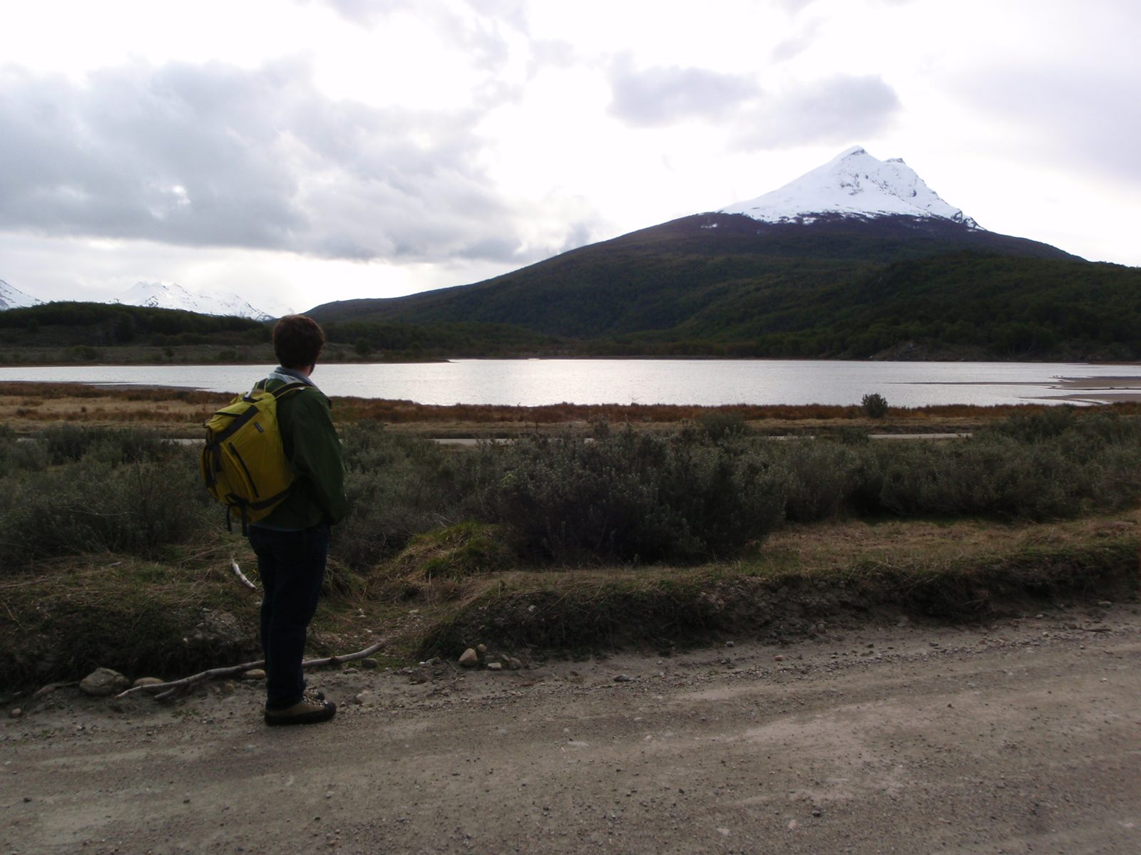 Jay checking out a 5,000 foot mountain.  We're basically at sea level.  And I think the mountain...