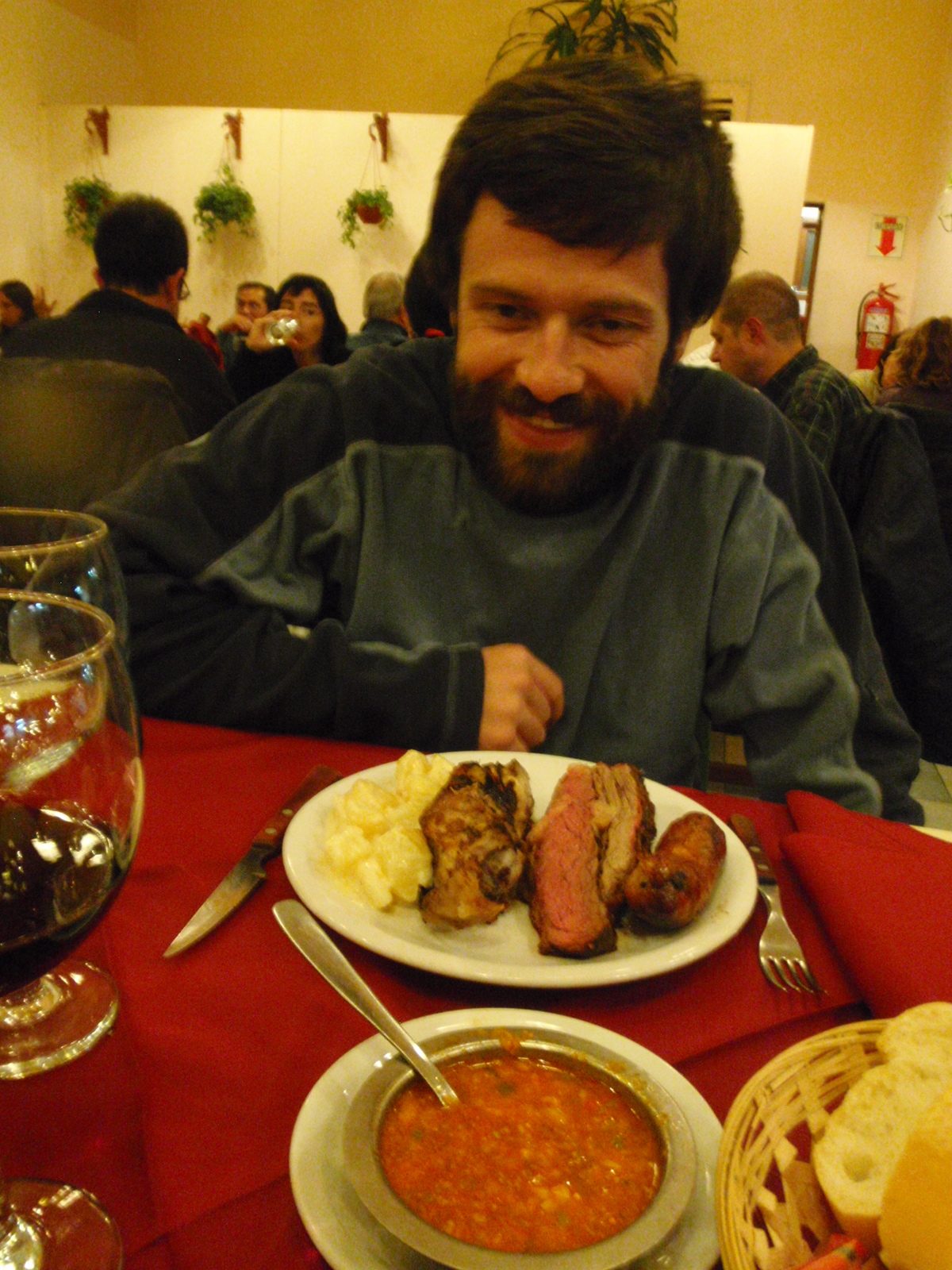 Jay at dinner after a long day of trip planning. 