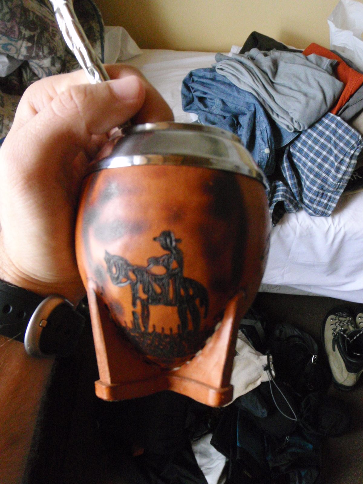 The yerba mate calabaza Jay and I bought in Montevideo, Uruguay.