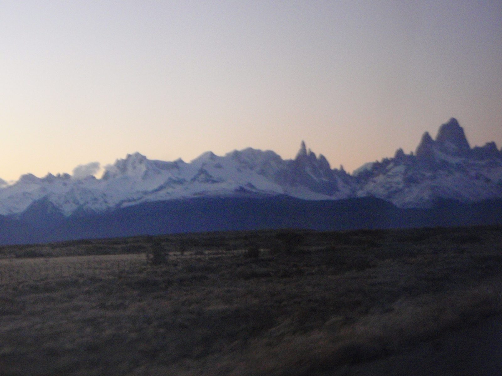 Cerro Torre (left) and Fitzroy (right) on an exceptionally clear day.  These mountains are...