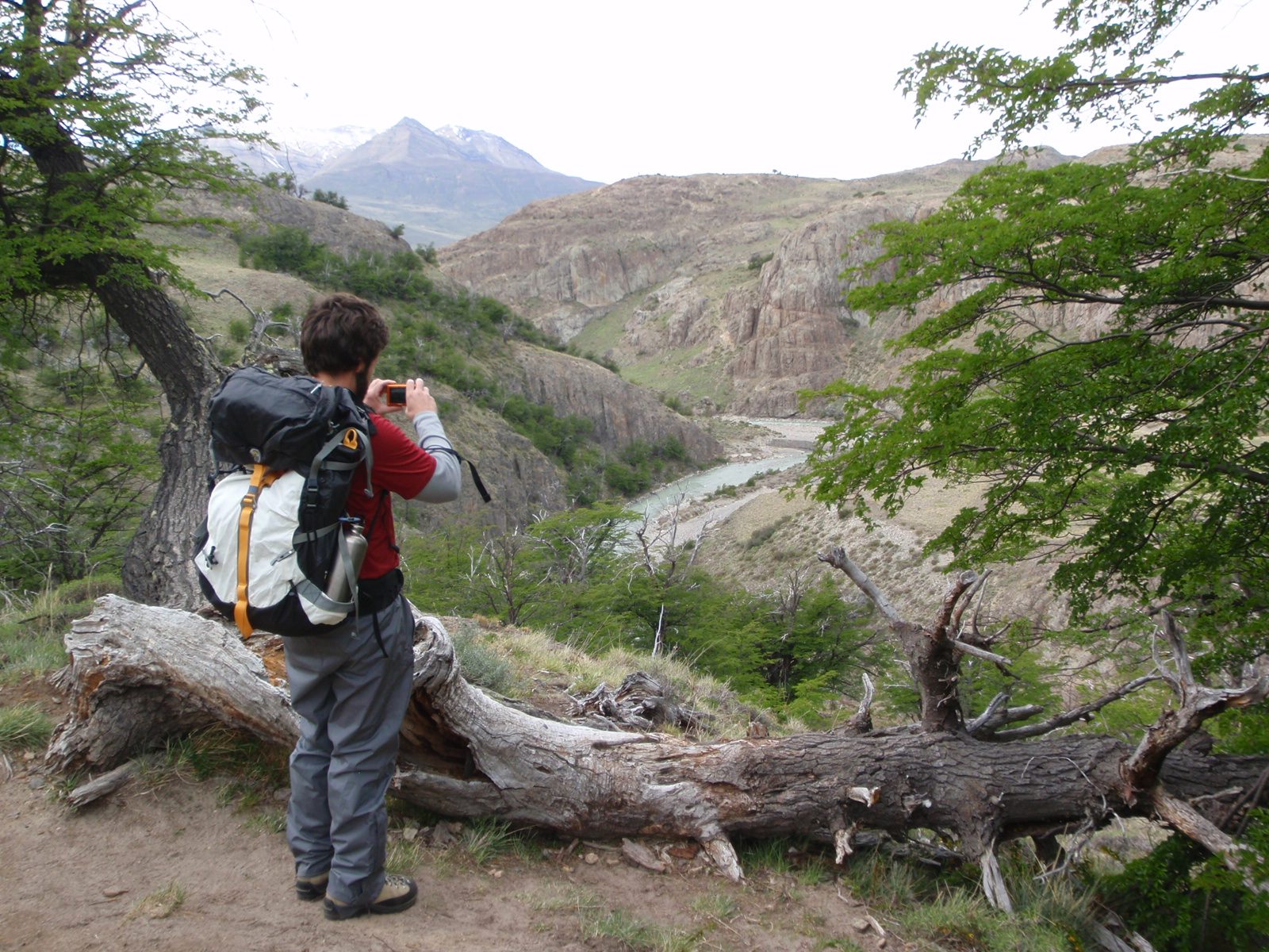 Looking down on the river that flows from the Cerro Torre glacier.  It was gray with minerals...