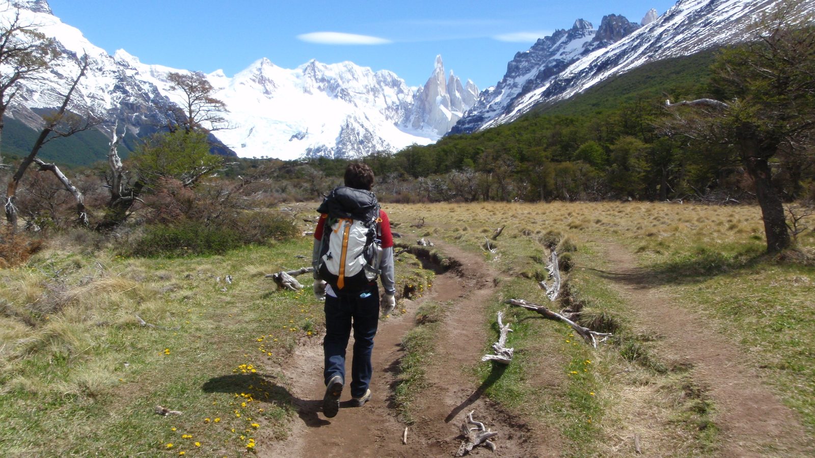 Jay hiking toward Cerro Torre.  At this point, I don't think we could see Cerro Fitzroy anymore.