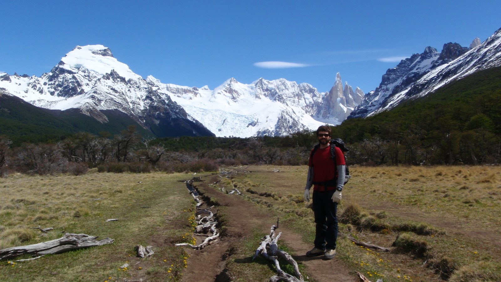 Jay with Cerro Torre in the background.