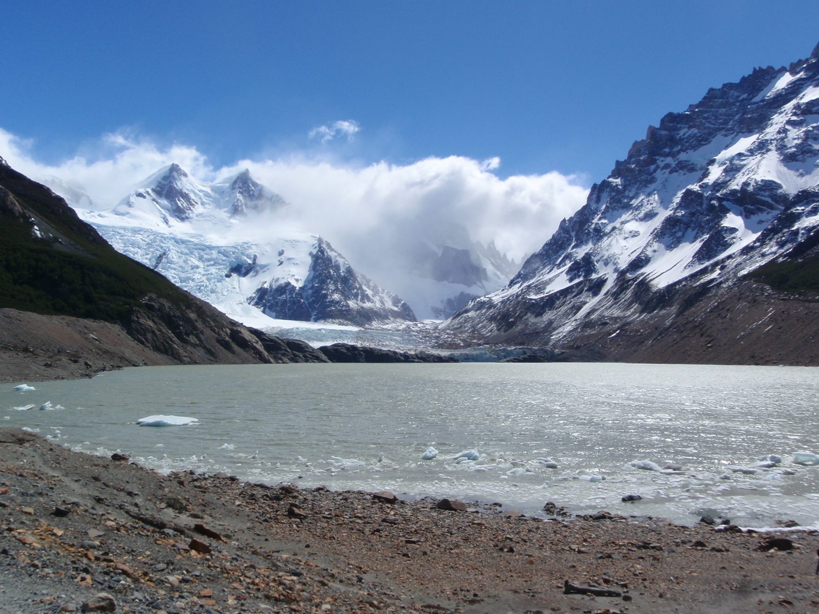 Cerro Torre's glacier (at left) but besides that mostly clouds.  They did not let up all day.