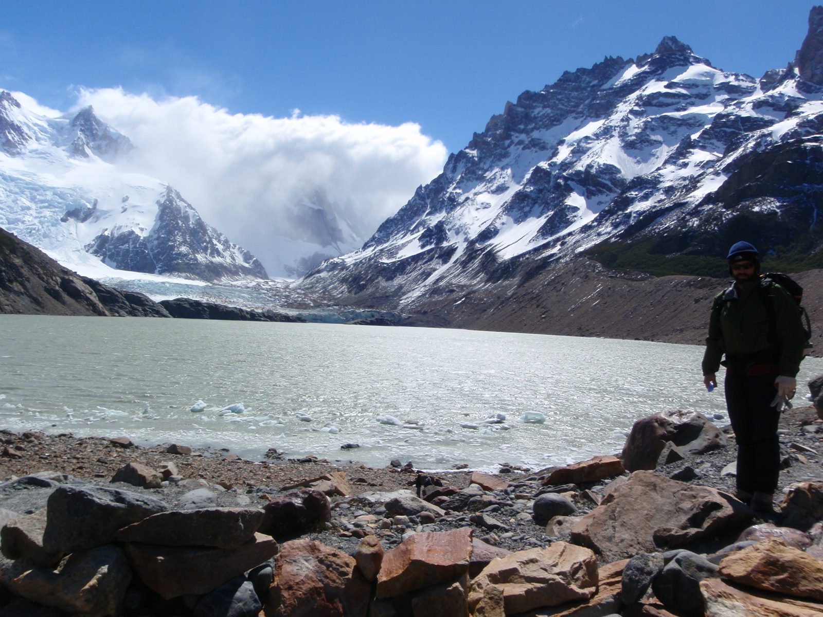 Jay next to the Cerro Torre lake.