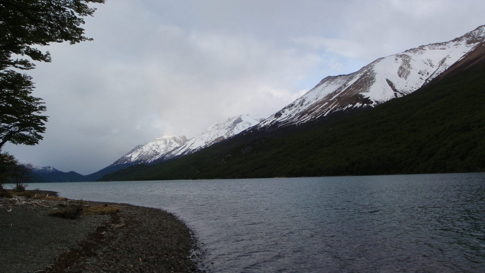 Walking along the shore of the lake.